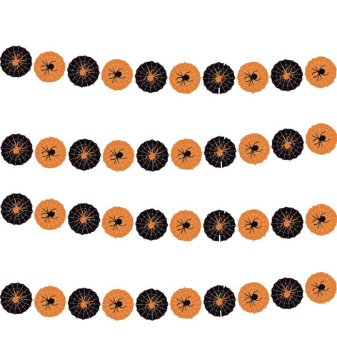 Guirnalda Arañas Naranja Y Negro Decoracion Halloween