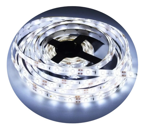 Imagen 1 de 7 de Tira Led Luz Blanca 5050 Ip65 Con Eliminador