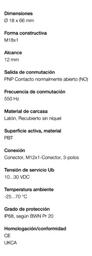 Bes05eu Balluff Sensor Inductivo