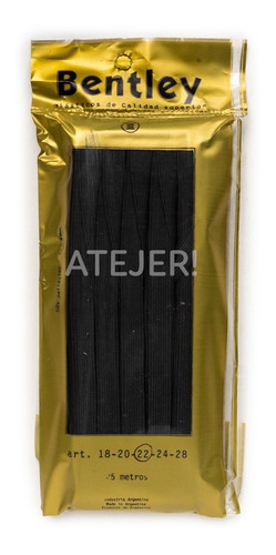 Imagen 5 de 8 de Elástico Liso Marca Bentley Art 22 De 10mm X 25 Metros Negro
