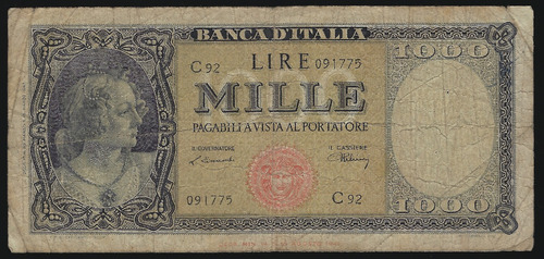 Italia, 1000 Lire, 1947. P#83. F