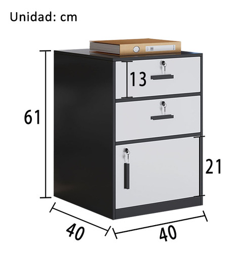 Archivero De Madera Para Oficina Con Llave Y 2 Cajones