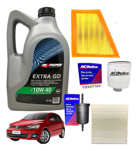 Kit Service 4 Filtros Y Aceite Gol Trend 2010 A 2021 1.6 8v