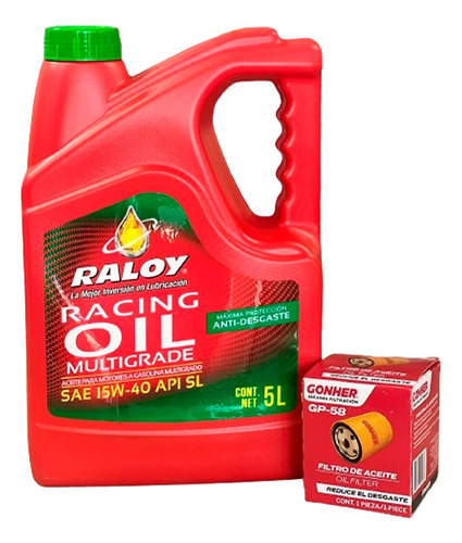 Kit De Aceite Raloy Multigrade Oil 15w40 Y Filtro Gonher