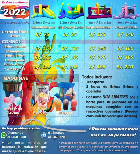Imagen 1 de 1 de Alquiler Brinca Brinca, Algodones, Palomitas, Raspados, Hotd