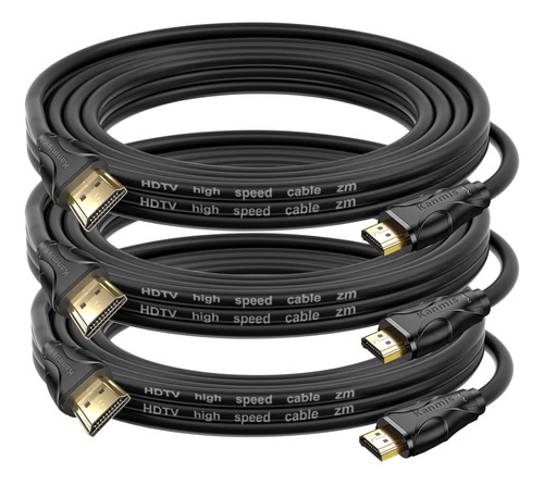 3 Cables Hdmi 2.0 Kanmis, 4k Alta Velocidad, De 2.4 M