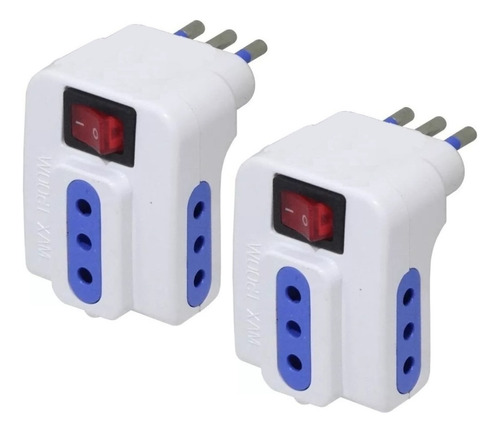 Pack X2 Daptador Enchufe Triple Con Interructor 1500w 10amp