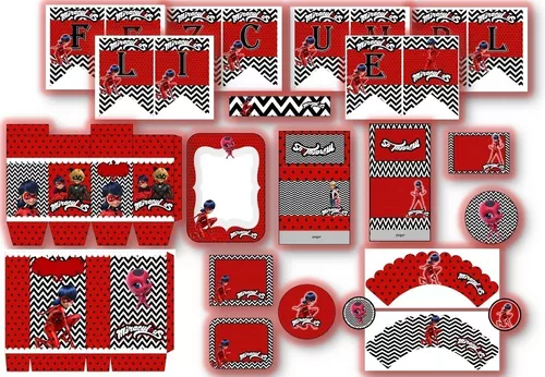 Kit Imprimible Ladybug Miraculous + Libro Colorear Editable