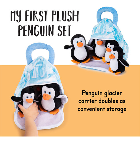 Juego De Peluche Pingüinos Parlantes De 4 Piezas Con Glaciar Color