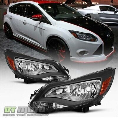 Black 2012 2013 2014 Ford Focus Headlights Headlamps After