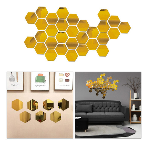 Para Juego De Pegatinas De 100 Piezas De Espejo Hexagonal