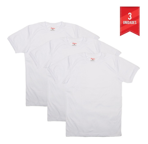 Combo X3 Camisetas Niña Cuello Redondo Manga Corta Blanca 