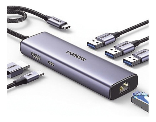 Hub Usb-c 6 En 1 3 Puertos Usb-a 3.0 5 Gbps Hdmi 4k@30hz 