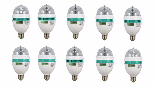 Imagen 1 de 10 de Pack 10 Unidades Lampara De Led Rgb Tricolor Bola Giratoria