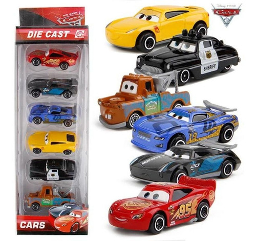 Pack 6 Carros Cars Rayo Mcqueen Fricción Metal Juguete Niños