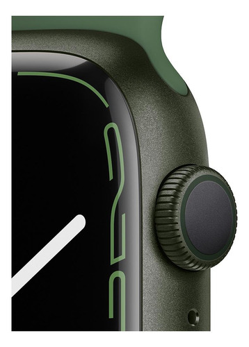 Imagen 3 de 9 de Apple Watch Series 7 (GPS, 45mm) - Caja de aluminio color verde - Correa deportiva verde trébol