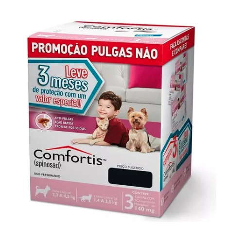 Combo 3 Comfortis Cães De 2,3 A 4,5kg  Gatos De 1,4 A  2,8kg