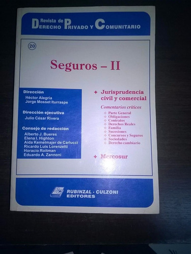 Revista Dcho Priv Y Com Nº 19 Y Nº 20 Seguros I Y Ii