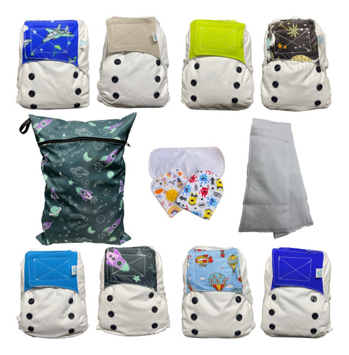 Pack 8 Pañales De Tela + Complementos + Wetbag  Pack Inicial