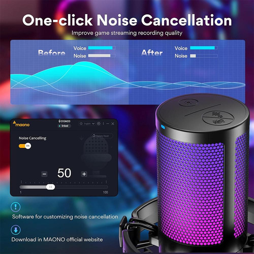 Microfone Condensador Gamer Maono Dgm20 rgb Pto C/suporte Usb Cor Preto