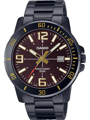 Casio Mtp-vd01b-5bv Hombre Enticer Negro Ip Acero Inoxidable