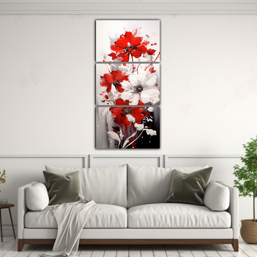 60x120cm Set 3 Artes De Pared Expresion Modernidad White And