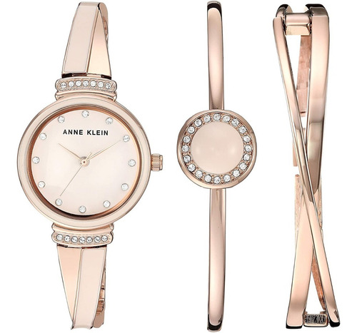 Anne Klein Ak3292lpst Juego De Pulsera Y Reloj Con Cristales