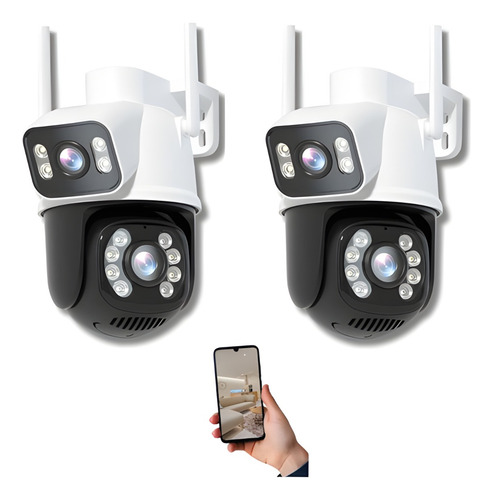 Kit 2 Cameras Externa Wifi Dupla Lentes 2 Em 1 Visao Noturna
