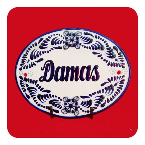 Imagen 2 de 3 de Placas P/ Baño Damas Caballeros Talavera Poblana M1 21x17 Cm