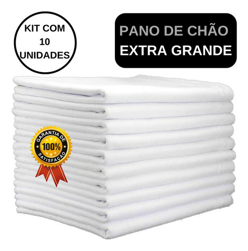 Kit 10 Pano De Chão Branco Grande Saco Duplo Algodão Atacado Cor Branco