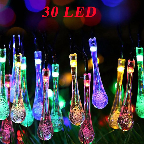 Q Cadena De 30 Linternas Solares Led En Forma De Lágrima