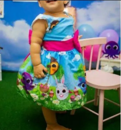 Vestido Infantil Frufru Temático Personalizado Moana Baby