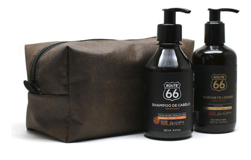 Kit Necessaire Shampoo E Sabonete Cabelo Líquido Route 66
