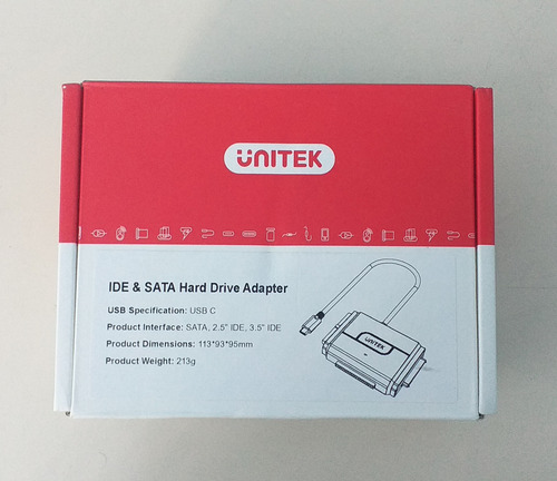 Adaptador De Disco Externo Unitek Ide/sata A Usb C 3.0
