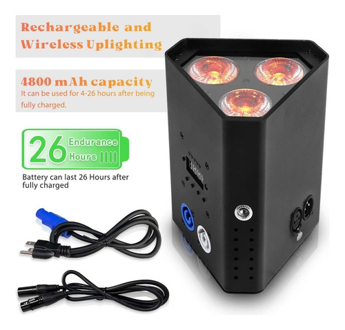 Luz Par Led 6 Em 1, Luzes De Palco Com Bateria De 4800 Mah