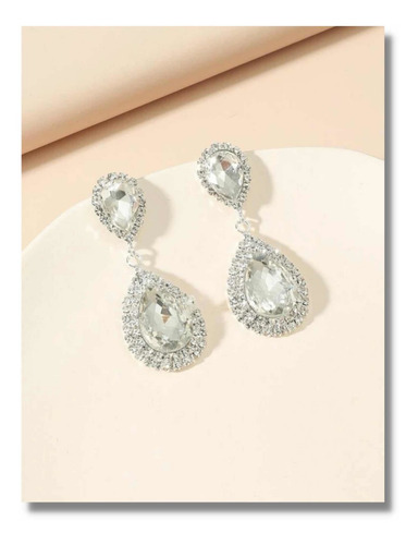 Aretes Elegantes Cristal Corte Diamante Fiesta Novia Xv Boda