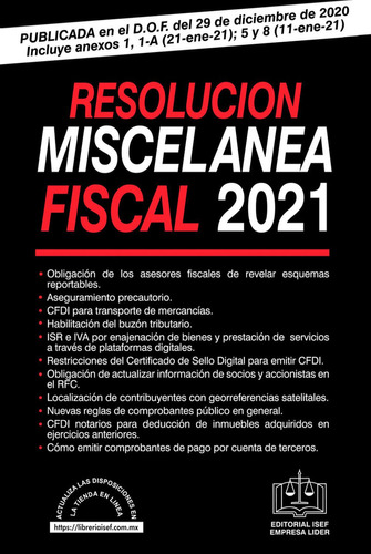 Resolución Miscelanea Fiscal 2021 Isef