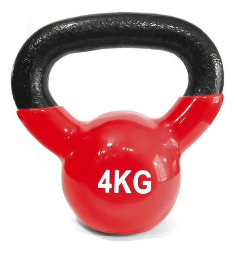 Pesa Rusa O Kettlebell De Hierro Fundido Recubierta 4 Kg Color Rojo