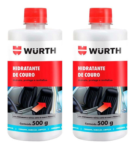 2 Hidratante Wurth Automotivo Banco Couro Limpa Conserva 500