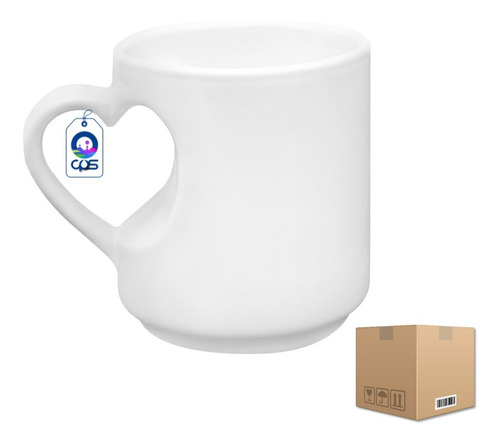 Caja Con 36 Tazas Con Asa De Corazon 10oz Para Sublimar