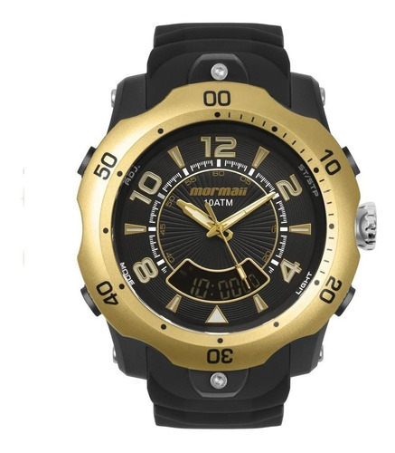 Relógio Mormaii Masculino Urban Moid10903a/8d Cor da correia Preto Cor do bisel Dourado Cor do fundo Preto