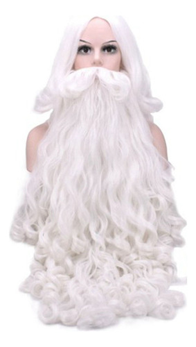 Peluca Navideña Para Cosplay, Barba De Papá Noel, Blanca, Ri