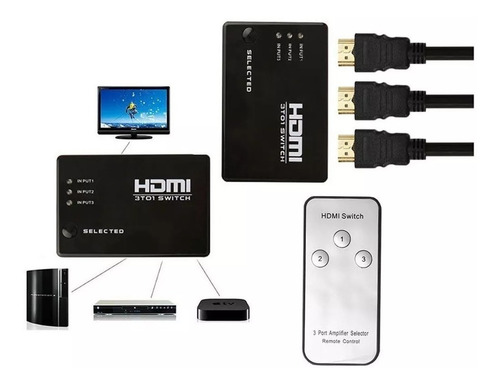 Imagem 7 de 10 de Chave Seletora Switch Hdmi 3 Ent 1 Saída Controle Mxt Rm501