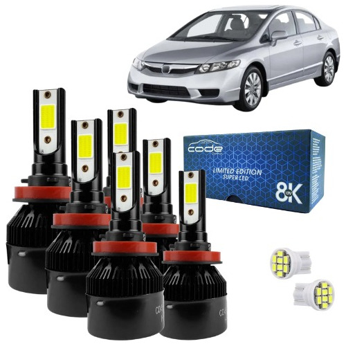 Kit Ultra Led Tech One Civic 2012 2013 2014 2015 2016 8000k