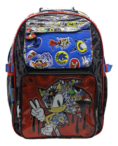 Mochila Escolar Cresko Sonic Sega 18 Puelgadas Espalda Color So126