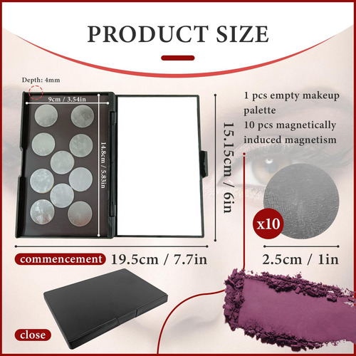 Paleta De Maquillaje Magnética Vacía Con Espejo - Paleta De