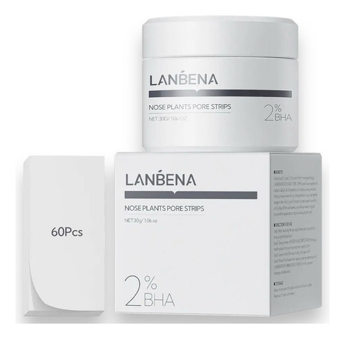 Lanbena Tiras De Poros 30gr 60 Tiras De Nariz Com Removedor Todo Tipo De Pele