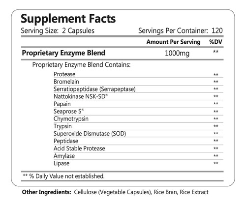Suplemento Hcp Formulas Fibrenza Systemic Enzyme 240 Cápsula