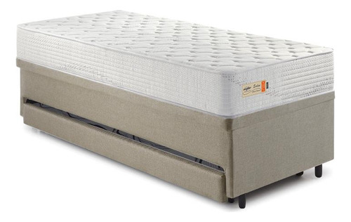 Bicama Box Baú Linho Bege 88x188 Com Colchão Ecoline D33