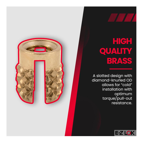 Inserto Roscado E-z Lok Para Plástico Flush Brass Preshs De